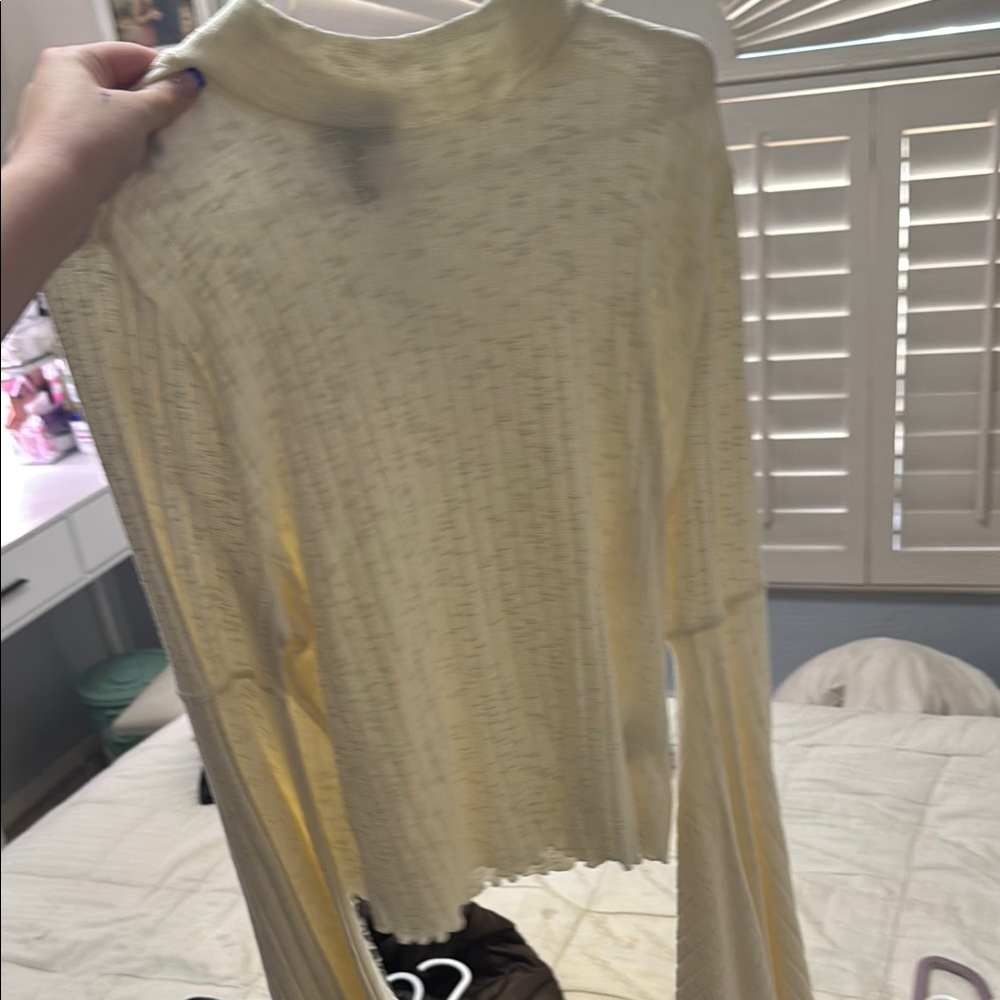Yellow Long Sleeve Turtleneck Top